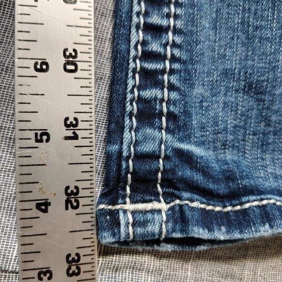 Miss Me Jeans Womens Size 29 Blue Chloe Boot Metallic Stitch Embellished M3327B - Picture 10 of 15